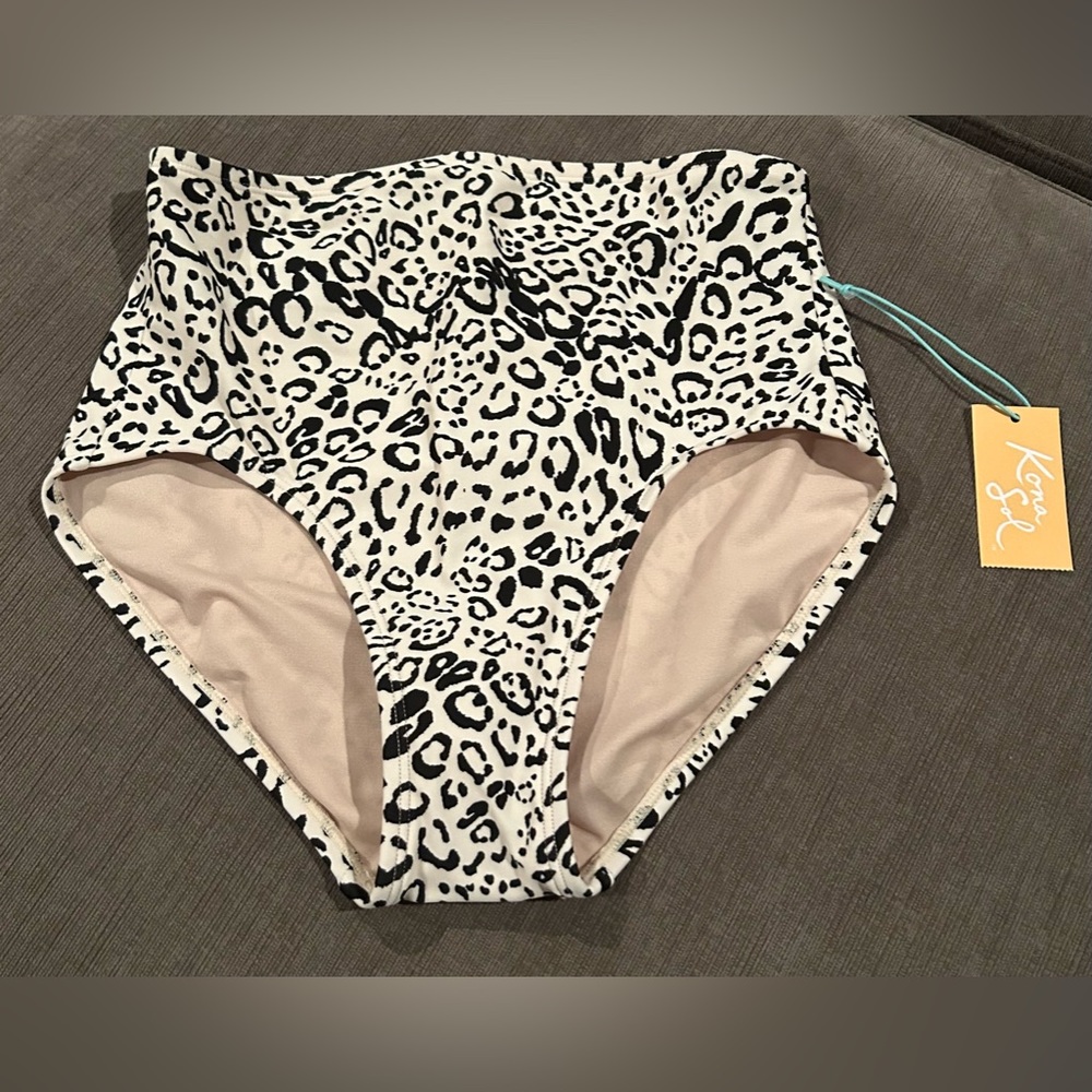 Kona Sol Womens Bikini Swim Bottom Animal Print high waist S